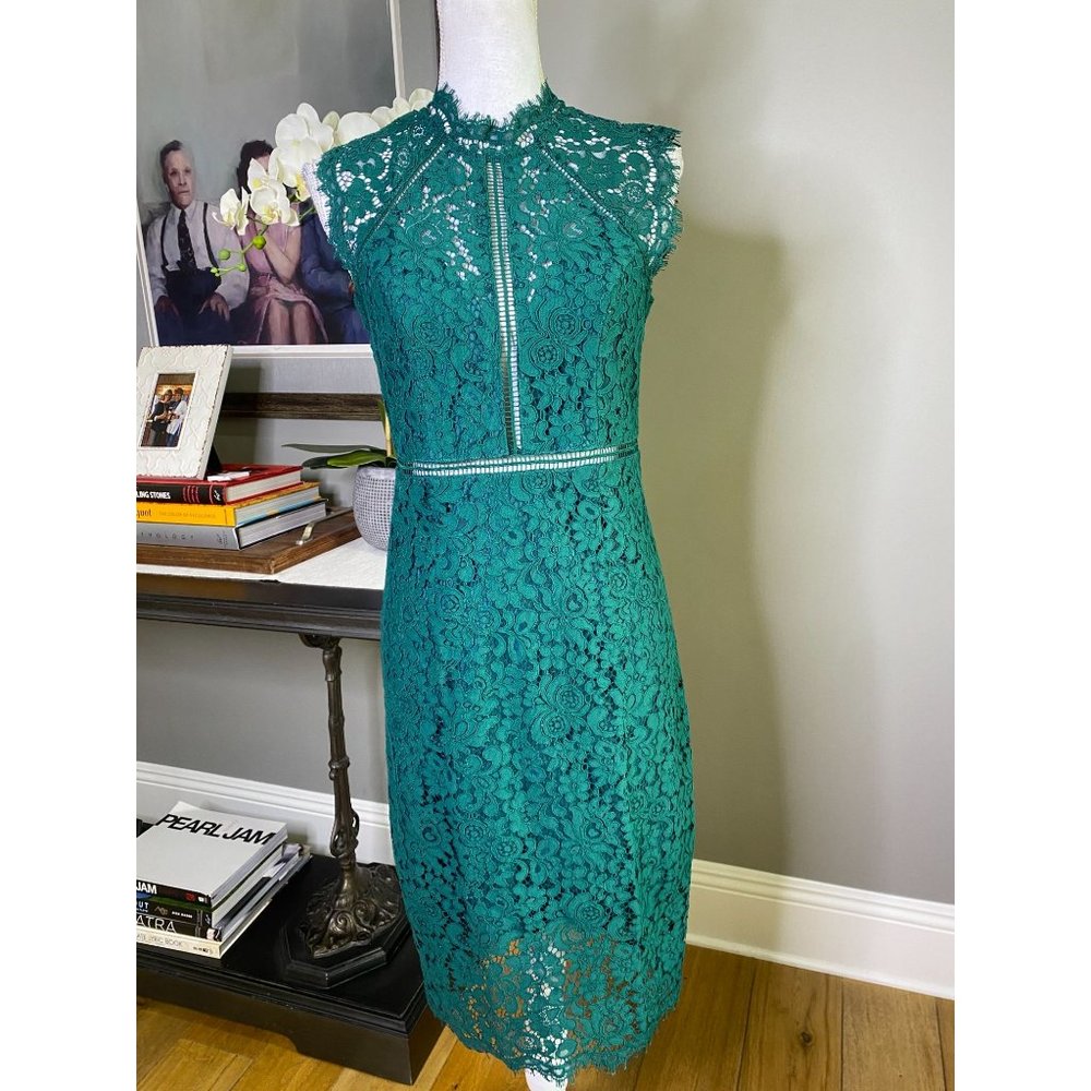 Bardot Lace Sheath Cocktail Dress Green Women's Size Small - Picture 5 of 10